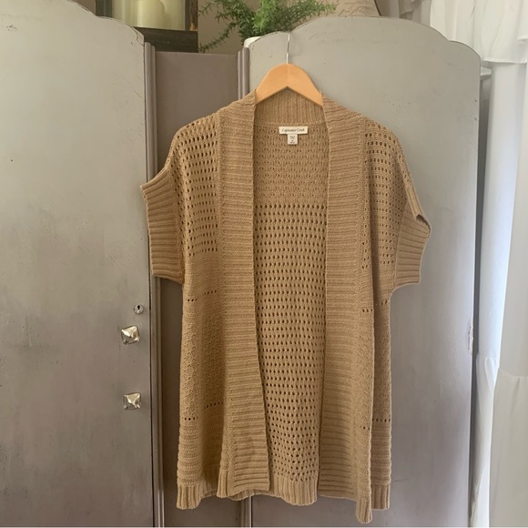 Coldwater Creek Tan Open Front Knit Cardigan Sweater - Picture 1 of 3